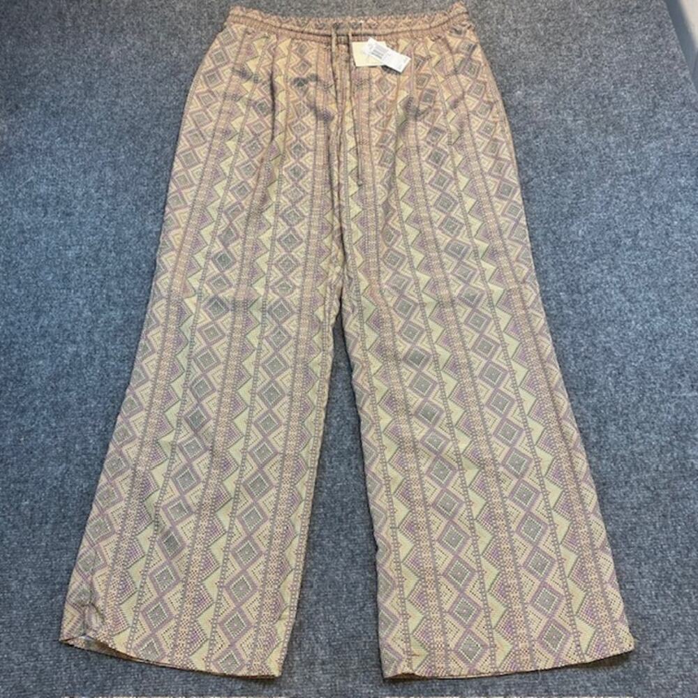 Brand New Andrea Jovine Women Size XL Brown Polyester Relaxed Fit Pants Wide Leg